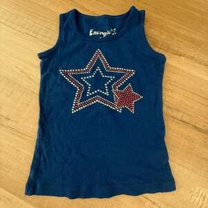 Energie Girl Size 4 Navy Blue Tank Top Red White Blue Bling Star Embellished
